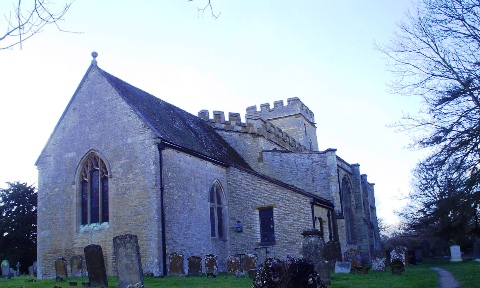 church at Great Linford - an interesting mix of local stones